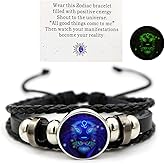 Zodiac Signs Spirit Bracelet Zodiac Bracelet for Women Men Adjustable 12 Constellation Bracelet Multilayer Zodiac Black Leather Bracelets Zodiac Sign Wrap Bracelet for Women Men Birthday Jewelry