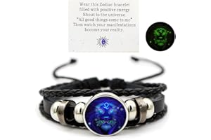 AKTULLY Zodiac Signs Spirit Bracelet Zodiac Bracelet for Women Men Adjustable 12 Constellation Bracelet Multilayer Zodiac Black Leather Bracelets Zodiac Sign Wrap Bracelet for Women Men Birthday Jewelry