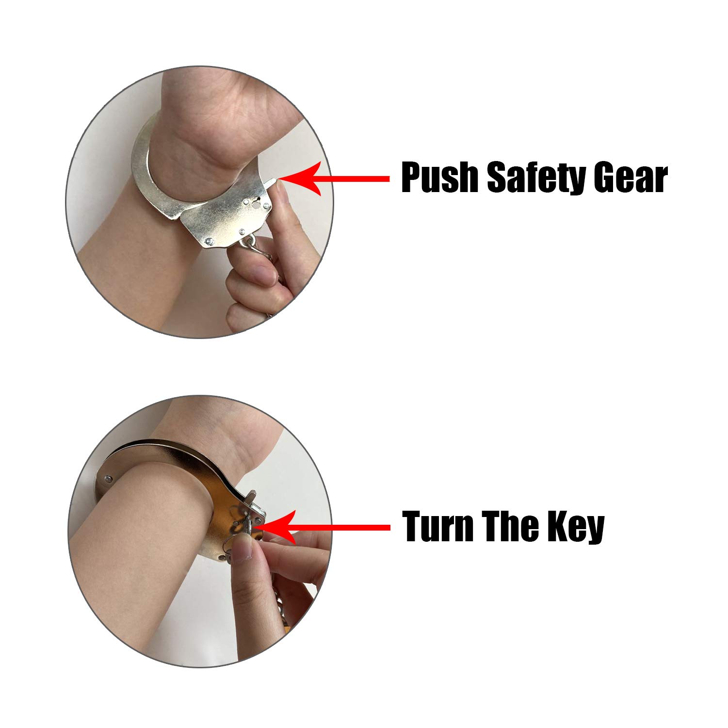 Toy Handcuffs with Keys Metal Toy Handcuffs for Kids (Silver)
