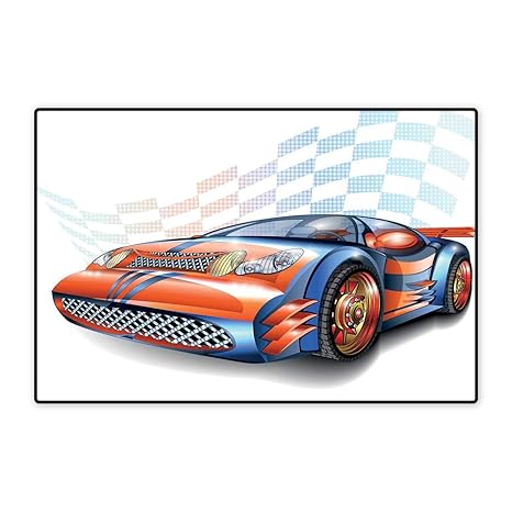 Amazon Com Cars Door Mats Area Rug Cartoon Style Speeding Racing