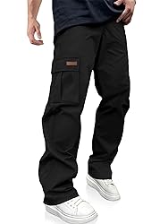 PLEPAN Mens Casual Cargo Pants Drawstring Hiking
