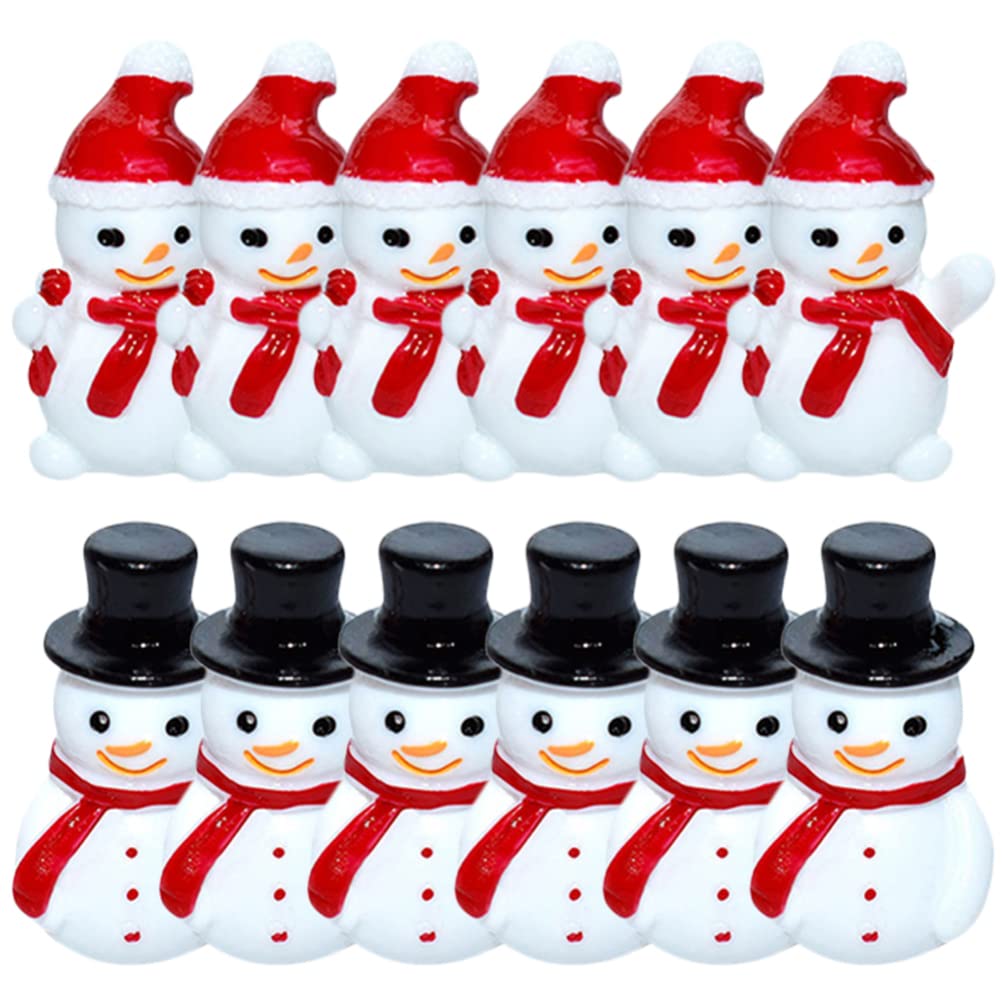Toyvian Mini Snowman Figurines - 20Pcs Mini Resin Snowman Christmas Miniature Figurines for Dollhouse Micro Fairy Garden Decor Christmas Fillers Party Favors