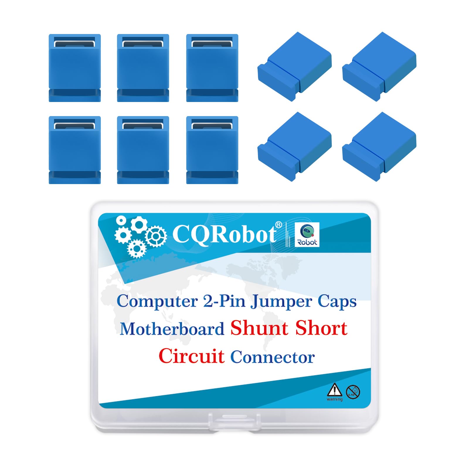 CQRobot 200 Pieces Blue Standard Computer Jumper Caps Header Pin Shunt Short Circuit 2P Connector Close Top 2.54mm. for Arduino Raspberry Pi PCB PC DVD HDD Motherboard Shorting and Other Project. — image 1