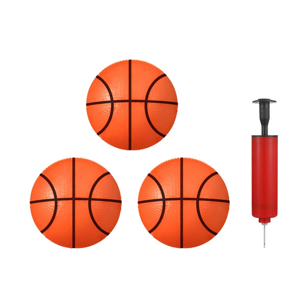 TOYANDONA 4 Inch Mini Basketballs Orange, 3 Pcs Inflatable Balls Rubber Basketball with Pump for Toddler, Kids, Teenager Outdoor Beach Sports Game (Red and Orange Color Randomly)
