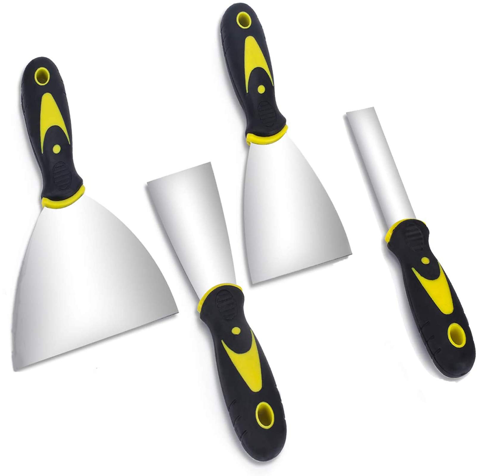 NACTECH 4Pcs Paint Wallpaper Scraper Tool Set Putty Knives Filling Putty Knife Set with Plastic Handle Putty Drywall Joint Scraper for DIY Decorating Paint Removal Scraper Tool(25mm/50mm/75mm/150mm)