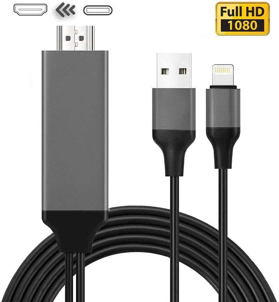 HDMI Adapter for iPhone to TV, OPPEY HDMI Adapter Cable Support 1080P HD Digital Compatible with iPhone 6/7 / 7Plus / 8 / 8Plus / X/XR/XS/XS Max, iPad, iPod to TV Projector Monitor (Black)