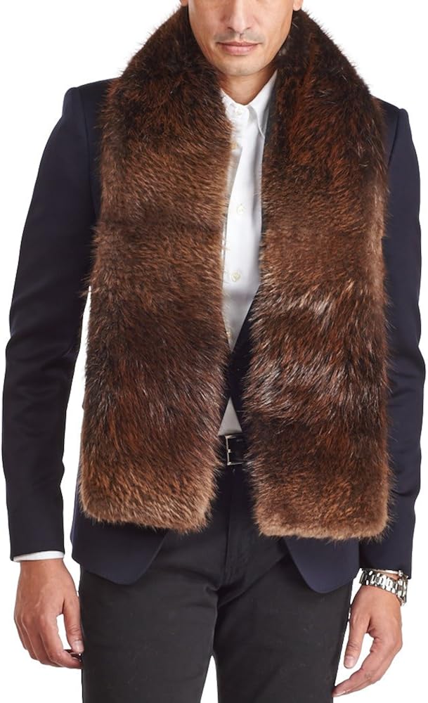 Men's Beaver Fur and Cashmere Scarf at Amazon Men’s Clothing store