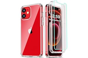 COOLQO Compatible for iPhone 12 /iPhone 12 Pro Case 6.1 Inch, with [2 x Tempered Glass Screen Protector] Clear 360 Full Body Silicone Protective Shockproof for iPhone 12/12 Pro Cases Phone Cover