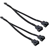 Anxingo 2 Pack 4 Pin PWM Fan Splitter Cable, PC Fan Splitter Extension Cable 1 to 2 Converter for 3 Pin & 4 Pin PC Cooling Fa