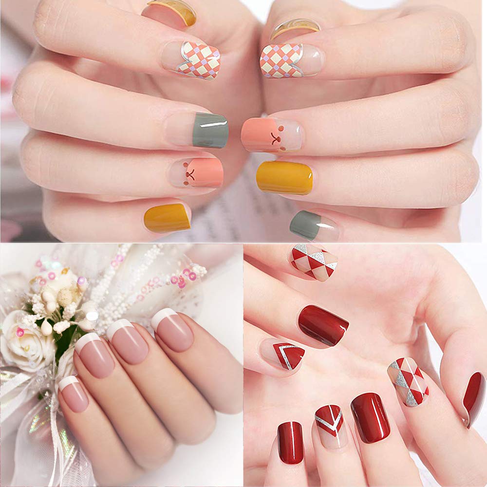 6pcs Nail Manicure Edge Trimmer, Kalolary French Smile Line Nail Acrylic Tool, Durable Stainless Steel Diy Plate Module for Nail Art Decoration : Beauty