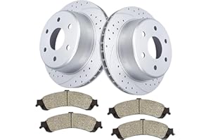 Acinoparts Rear (12.99”, 330mm) Brake Kit Fit for Chevrolet Avalanche Silverado Suburban 1500 Tahoe Cadillac Escalade ESV EXT GMC Sierra Yukon Drilled and Slotted Brake Rotors Ceramic Brake Pads