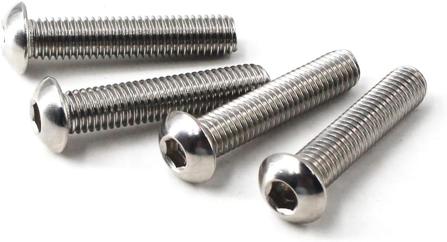 M2.5x16 Button Head Hex Socket Drive Screws 304 Stainless Steel Button Head Cap Screws (Pack of 100), Silver - Image 3