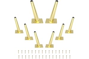 UKOSNA 8pcs 6 Inch Furniture Legs, Oblique Conical Metal Legs Gold Mid-Century Style Furniture Feet Replacement Legs for Sofa Cabinet Coffee Table Chair Cupboard Couch Ottoman Nightstand Bookshelve