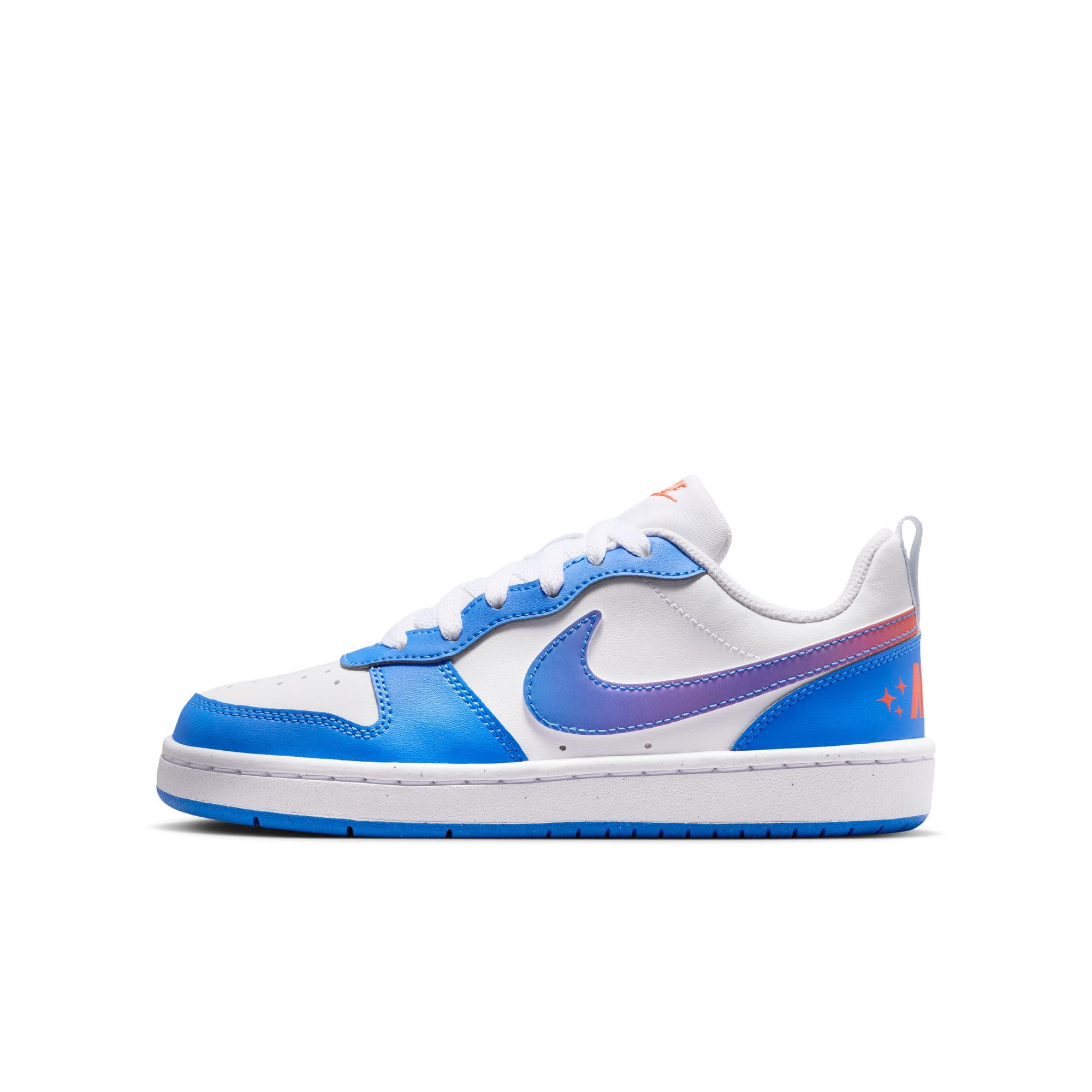 Nike Kid's Court Borough Low Bball, White/Blue Crystal-Bright Violet, 4Y Image
