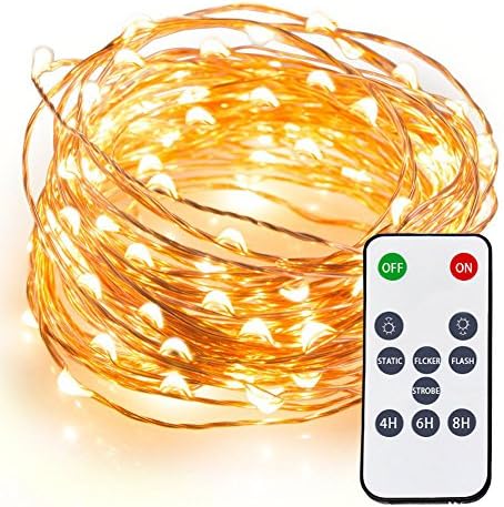 LED String Starry Lights, Qoolife Warm White LED Lights on Flexible Waterproof Copper Wire - 100 LEDs, 33ft Strand