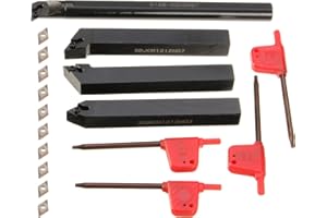 VeYocilk 14Pcs Indexable Lathe Turning Tool 1/2"12mm,4PCS Metal Lathe Turning Tool Holders S12M-SDUCR07/SDJCR1212H07/SDNCN1212H07/SDJCL1212H07 with 10pcs DC070204 Carbide Inserts,4pcs Wrenches