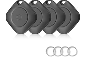 IMSVEPR Air Tracker Tags-4 Pack Tag Set, Compatible with Apple Find My App (iOS Only), Key Finder and Item Tracker Smart Tag for Keys, Bags, Luggage, Wallet，Loud Beep,Replaceable Batteries(Black)