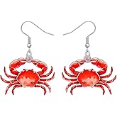 RAIDIN Acrylic Cute Ocean Animals Crab Turtle Octopus Jellyfish Dangle Drop Earrings for Women Sea Life Jewelry Gifts for Beach Party Charms