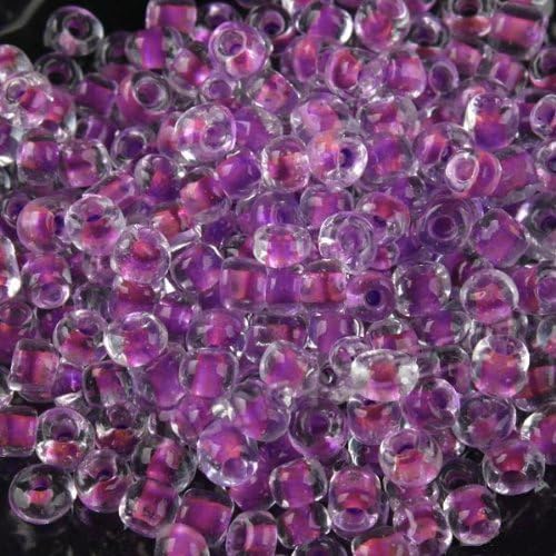 Tube Glass Mini Seed Bead Transparent Inner Purple In bulk 4mm 1000pcs