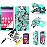 3 items Combo: ITUFFY(TM) LCD Screen Protector Film + Stylus Pen + 2 tone Design Dual Layer KickStand Tuff Impact Armor Hybrid Soft Rubber Silicone Cover Hard Snap On Plastic Case for (MetroPCS, Virgin Mobile, Verizon) LG F60 LG TRIBUTE LS660 LG Transpyre VS810 (4.5