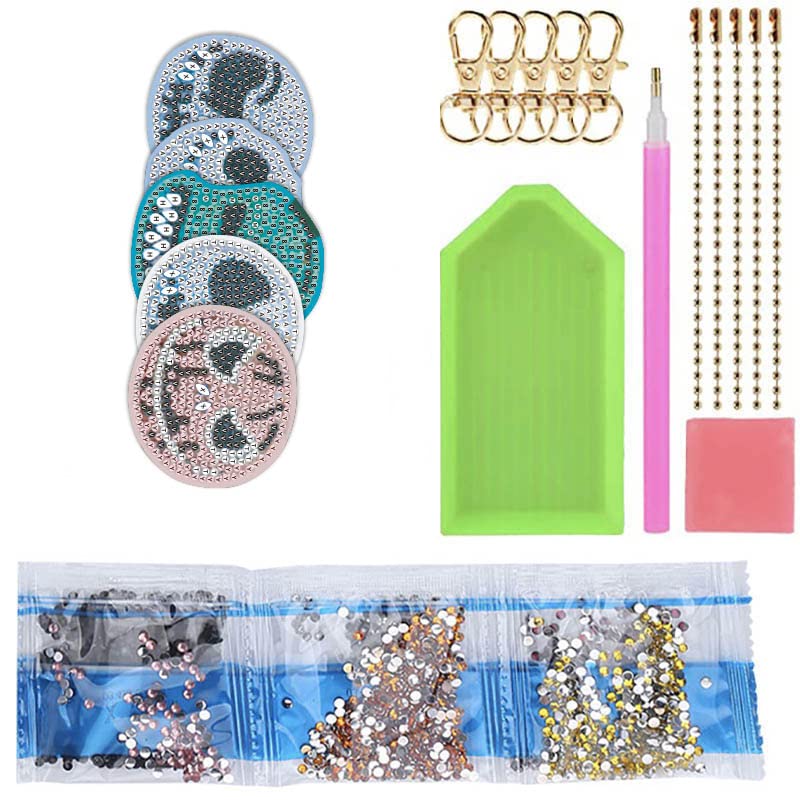 MingSH Diamond Painting Keychain,5 Pack DIY Rhinestone Keyrings Kits for Kids,Full Drill Crystal Cute Keychain Art Craft Key Chain Pendant for Handbag Charms Pendant Gift