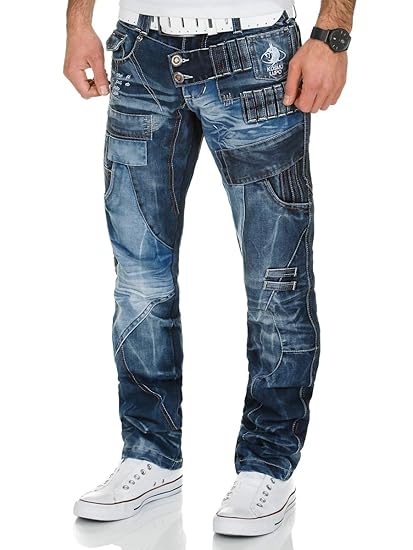 Kosmo Lupo Herren Jeans Denim Hose Japan Style Blau