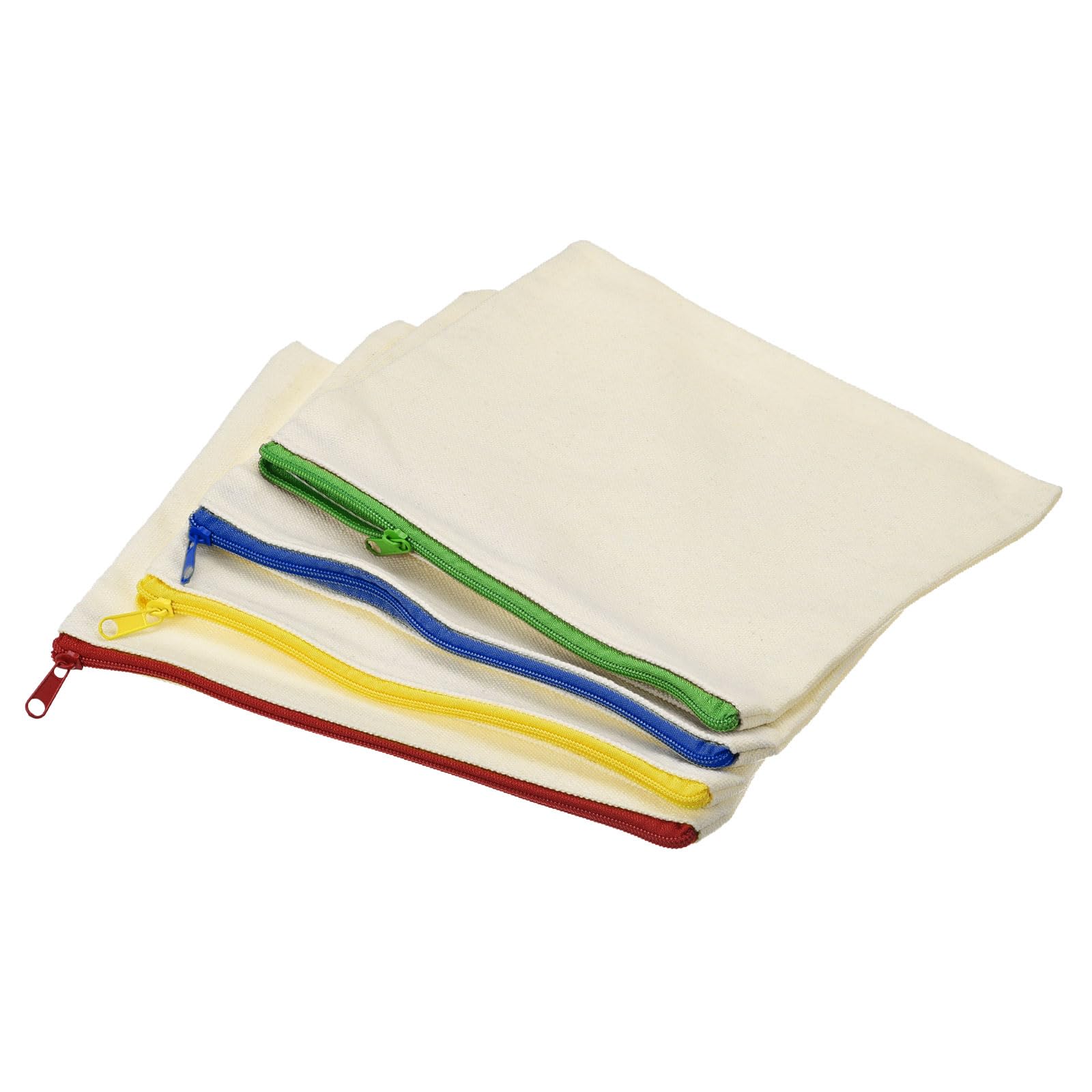 PATIKIL Canvas Zipper Pouch, 4 Pack Blank DIY Zip Bags Pencil Case Storage Pockets for Craft Travel Organizing Accessory, Multicolor
