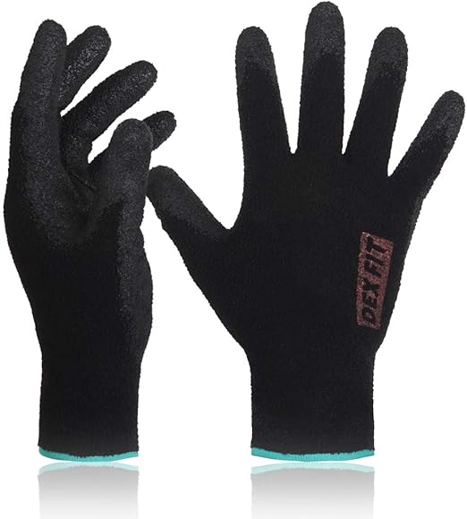 DEX FIT Premium Black Warm Fleece Winter Work Gloves NR450, Comfort Spandex Stretch Fit, Power