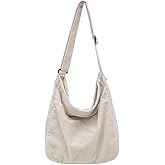 GOQUFOY Corduroy Tote Bag for Women with Zipper,Hobo Crossbody Bags for Women Shoulder Bag Purses and Handbags
