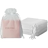 QIANF 20 Pcs White Organza Bags 5X7 inch for Wedding Favors with Drawstring, Mesh Gift Bags Jewelry Pouch Treat Bag for Candy Bridal Shower Party Favor Christmas