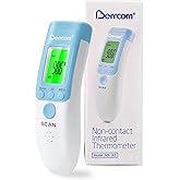 Berrcom Forehead Thermometer for Adults and Kids, Non-Contact Infrared Digital Thermometers for Fever, Room, and Object, Touchless Temperature Gun with Fever Alert