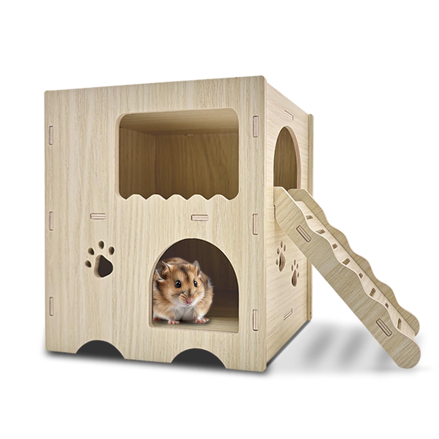 Eyksta Wooden Hamster House Corner House Hamster Hideout Cage Décor for Syrian Hamsters Dwarf Hamsters Gerbils 20 * 14 * 21cm