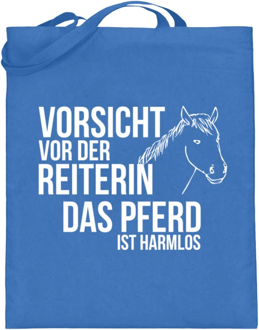 Vorsicht Vor Der Reiterin Das Pferd Ist Harmlos Reiter Zubehor Lustiges Spruch Design Jutebeutel Mit Langen Henkeln Amazon De Bekleidung