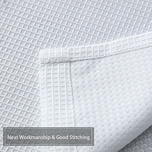 CAROMIO White Waffle Fabric Shower Curtain, Water Repellent and Mildew Resistant Bathroom Shower Curtain with Rustproof Metal Grommets Top, 72 x 72, White