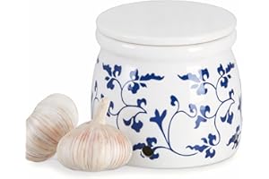BIINONE Terracotta Garlic Storage Container, Ceramic Keeper for Kitchen Counter, Keep Your Garlic Cloves Fresh Longer,4.6in W