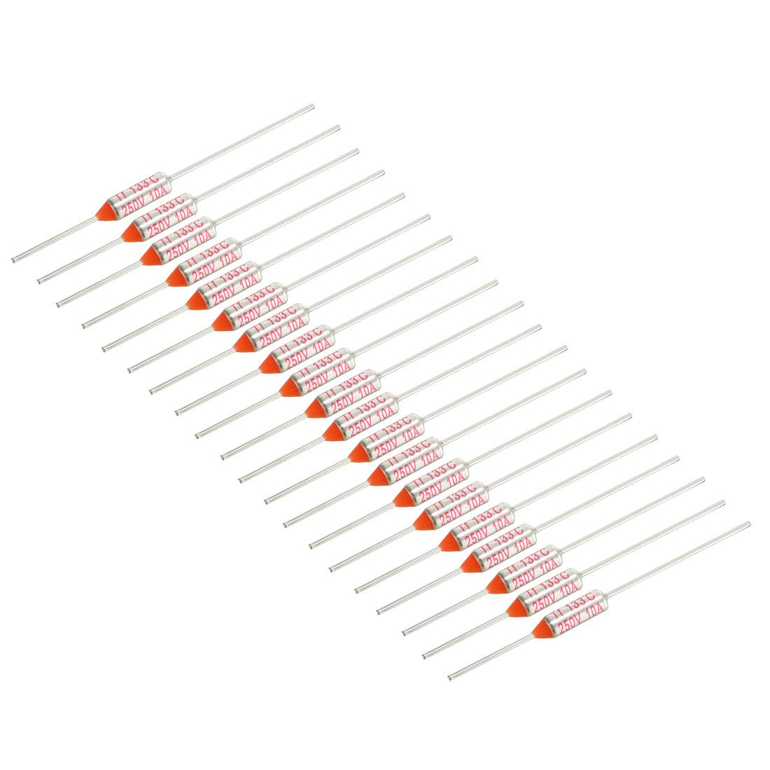 Sourcingmap 250V 10A 133℃ Celsius Circuit Cut Off Temperature Thermal Fuse 20 Pcs
