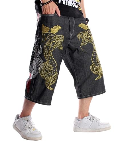 Kinghua Green Baggy Cargo Shorts for Men Elastic Waist Loose Fit