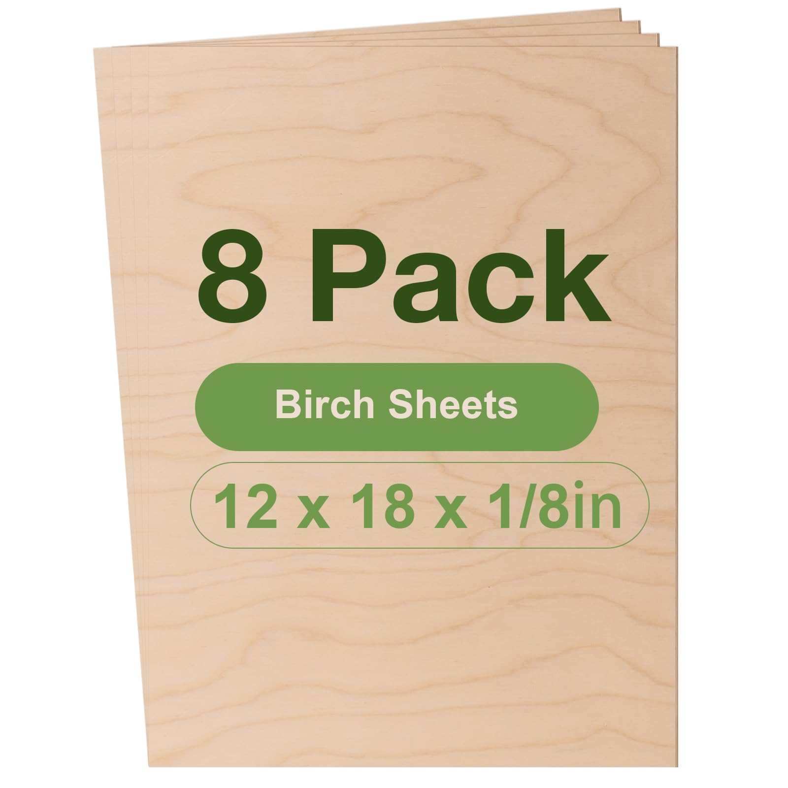 ROBOTIME 3mm Plywood Sheets Birch Veneer Cut to Size 30×42 CM 8 Pack Wood Burning Model Making Laser Ply Material, Thin Wood Sheets for Craft Projects — image 1