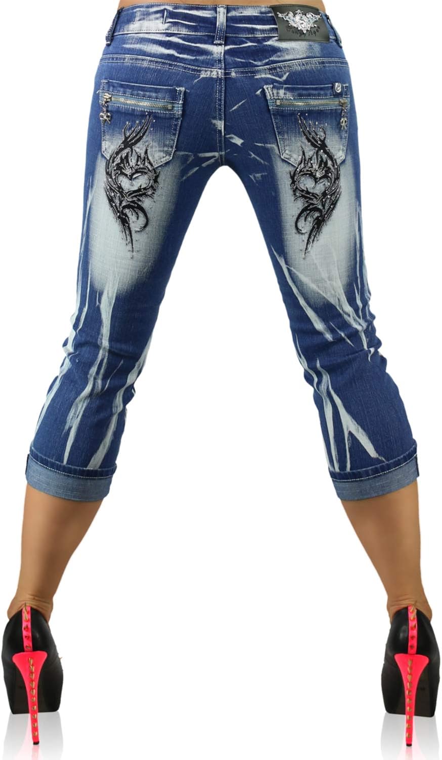 Crazy Age Sexy Women S Cropped Jeans Ladies Capri Shorts Size 6 8 10 12 14 Uk 34 36 38 40 42 Eu M Uk 10 Eu 38 Blue Black Amazon Co Uk Clothing