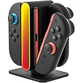Mcbazel 4-in-1 RGB Charging Dock Compatible with Nintendo Switch 2 (2025), Magnetic Fast Controller Charger Station for S2, LED Indicators, Overcharge Protection, Switch 2 Accessories