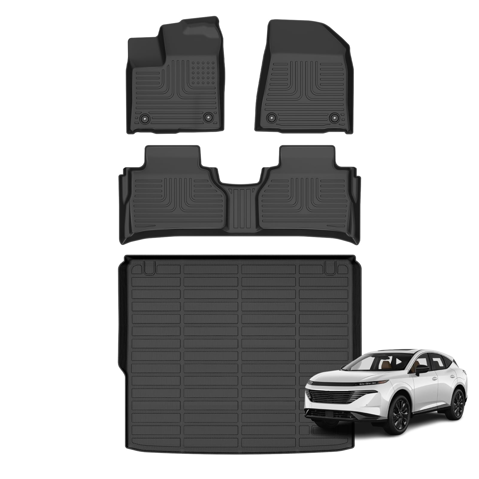 AZYT Floor Mats & Cargo Liner for Nissan Murano 2025 2026, All Weather Automotive TPE Floor Liners Set Anti-Slip Waterproof Accessories (Car Mats+Trunk Mat) Black Image