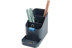 BLUE GINKGO Desk Holder – Korean-Made Office Organizer for Pencils, Pens, Notes, and Desk Supplies (Prussian Blue)