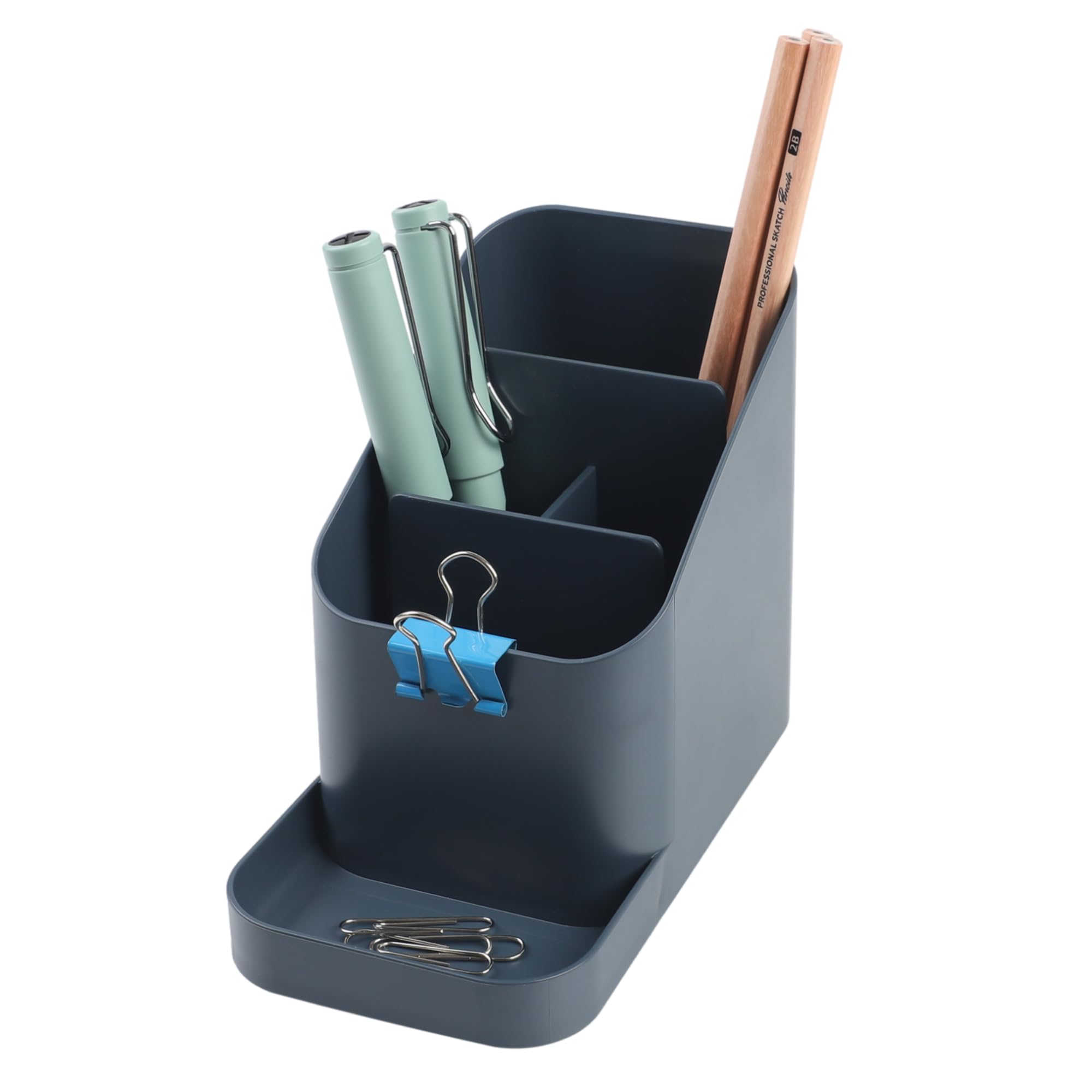BLUE GINKGO Desk Holder – Korean-Made Office Organizer for Pencils, Pens, Notes, and Desk Supplies (Prussian Blue)