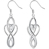 Solid 18K Gold Over 925 Sterling Silver Celtic Knot Dangle Earrings, Good Luck Irish Vintage Dangles for Women, Teardrop Earrings/Silver Earrings, Gold Earrings for Women