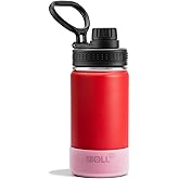 Mollcity Small Water Bottle for kids-12 oz Stainless Steel Vacuum Insulated Wide Mouth Water Bottle with Spout Lid (Canyon Red)