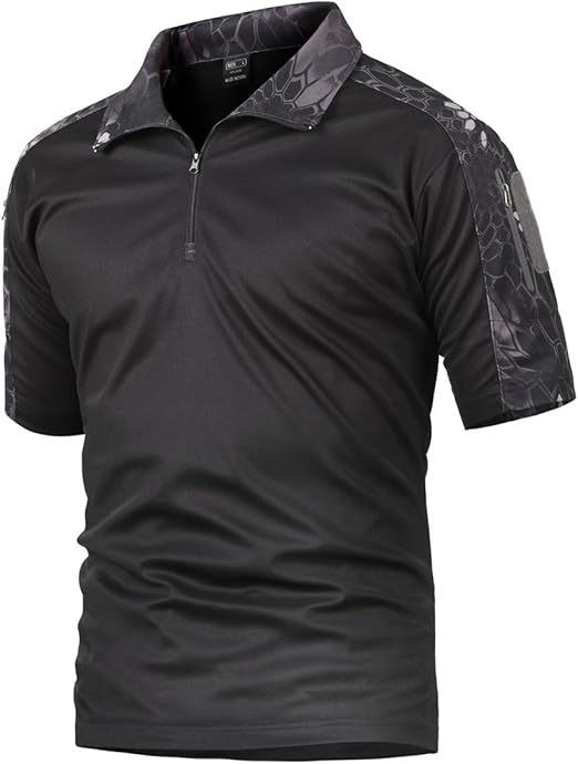 Camisa de Combate para Hombres Caza táctica Militar Polo de Manga Corta Held Airsoft Camuflaje Camiseta Uniforme táctico Ropa Deportes al Aire Libre para Multicam Pitón Negro Medium: Amazon.es: Ropa y accesorios