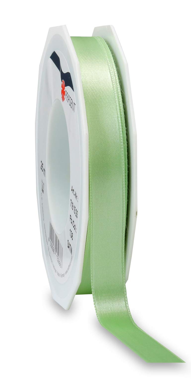 Präsent - Satin Ribbon Pastel Green 15 mm Width, 25 m Length