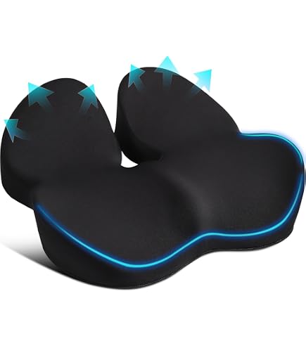 Coussin Siège Voiture Mémoire De Forme - Confort Lombaire - Respirant - Rehausseur 3,5 Cm - Noir - 11