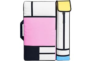 JJRING Art Portfolio Case, Canvas Artist Portfolio Backpack, Large Outdoor Drawing Storage Bag for Posters, Prints, Brushes, Artwork, and Painting Supplies, Pink