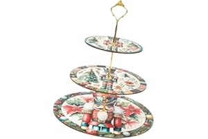 Bothyi Christmas Cupcake Stand Elegant Xmas Party 3 Tiers Fruit Display Plate Cake Pastry Tiered Platter for Dining Room Bake